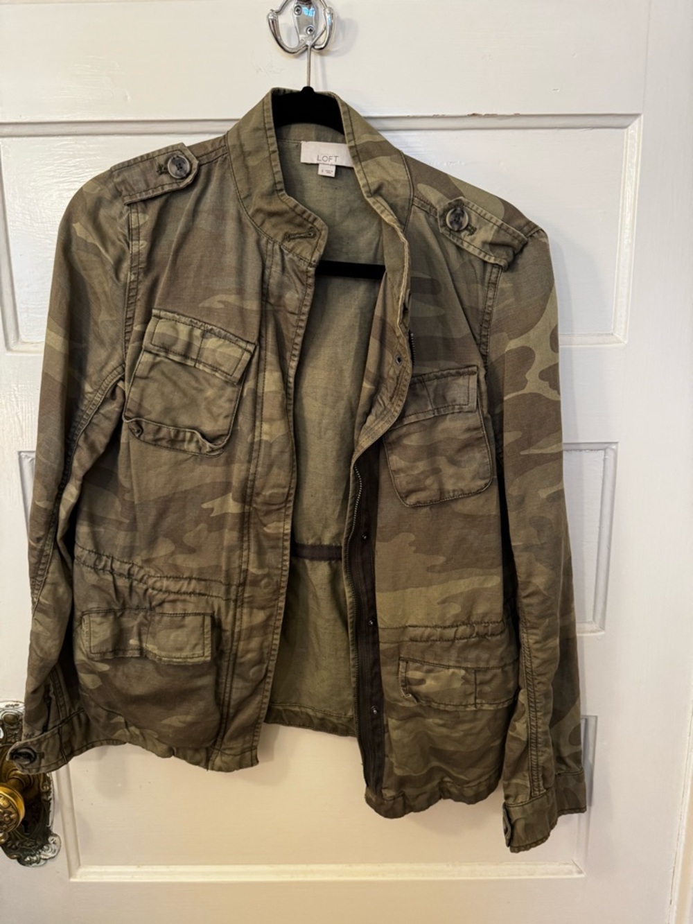 LOFT Olive Camo Utility Jacket Women’s Small Military Field Jacket Lightweight